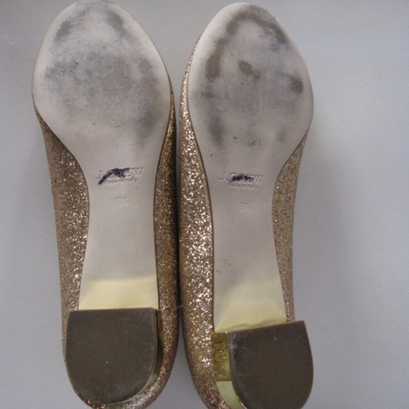 J. CREW Sz 9.5 JANEY GLITTER FLATS in METALLIC GOLD - Picture 5 of 5